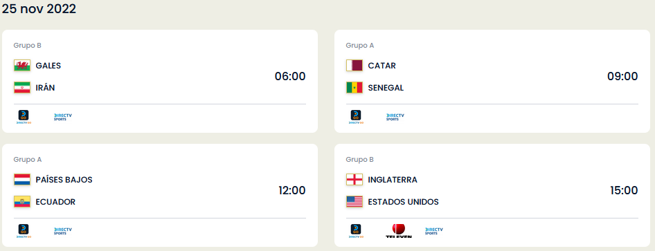 WC 11 25 horarios