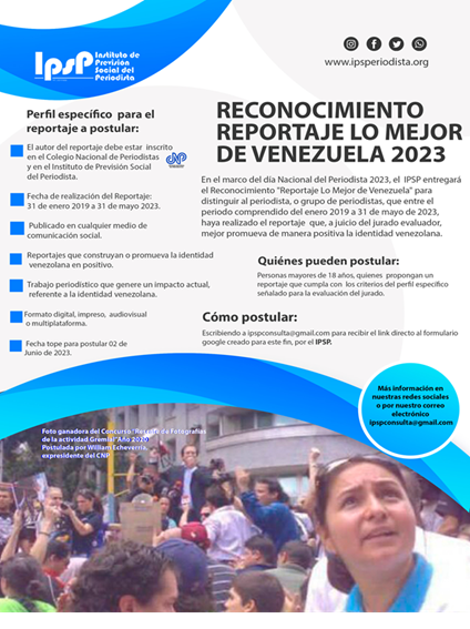 IPSP recibe postulaciones al Reconocimiento “Reportaje Lo Mejor de Venezuela 2023”
