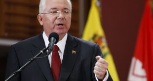 Venezuelan Energy Minister Rafael Ramirez speaks during the presentation of the 2013 results at the headquarters of the state-run oil company PDVSA in Caracas