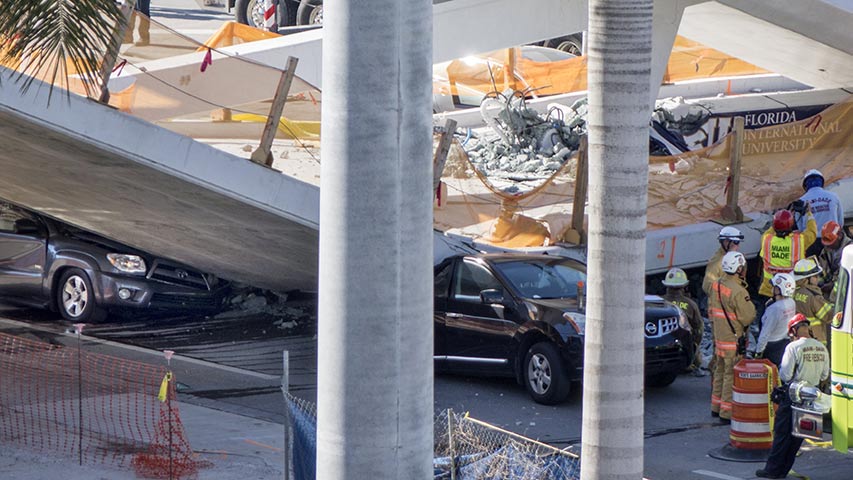 Suben a 6 los muertos por el hundimiento de un puente en Miami