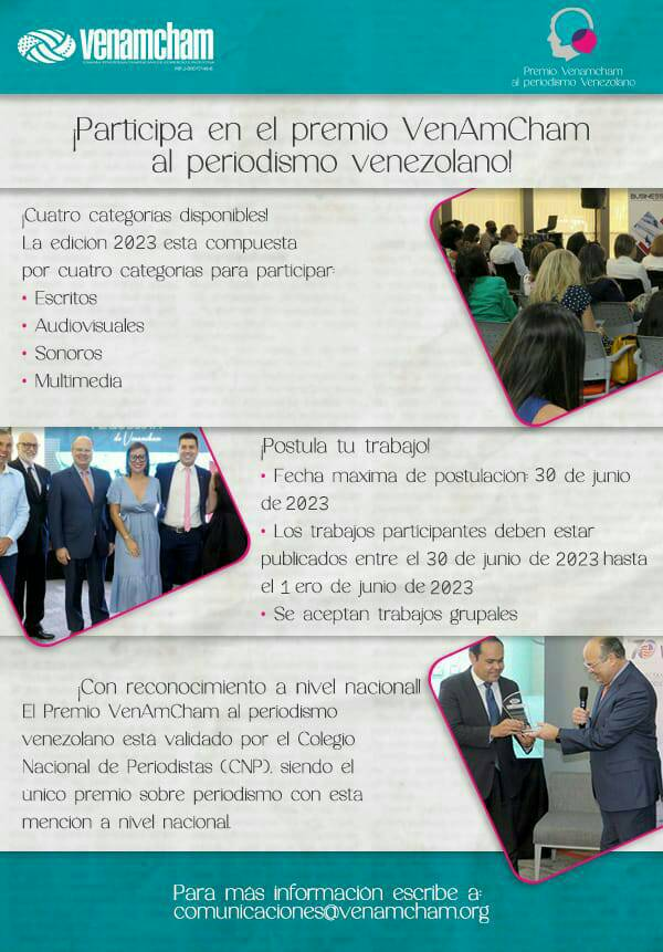 Premio VenAmCham al periodismo venezolano 2023 inicia su etapa de recepción de trabajos