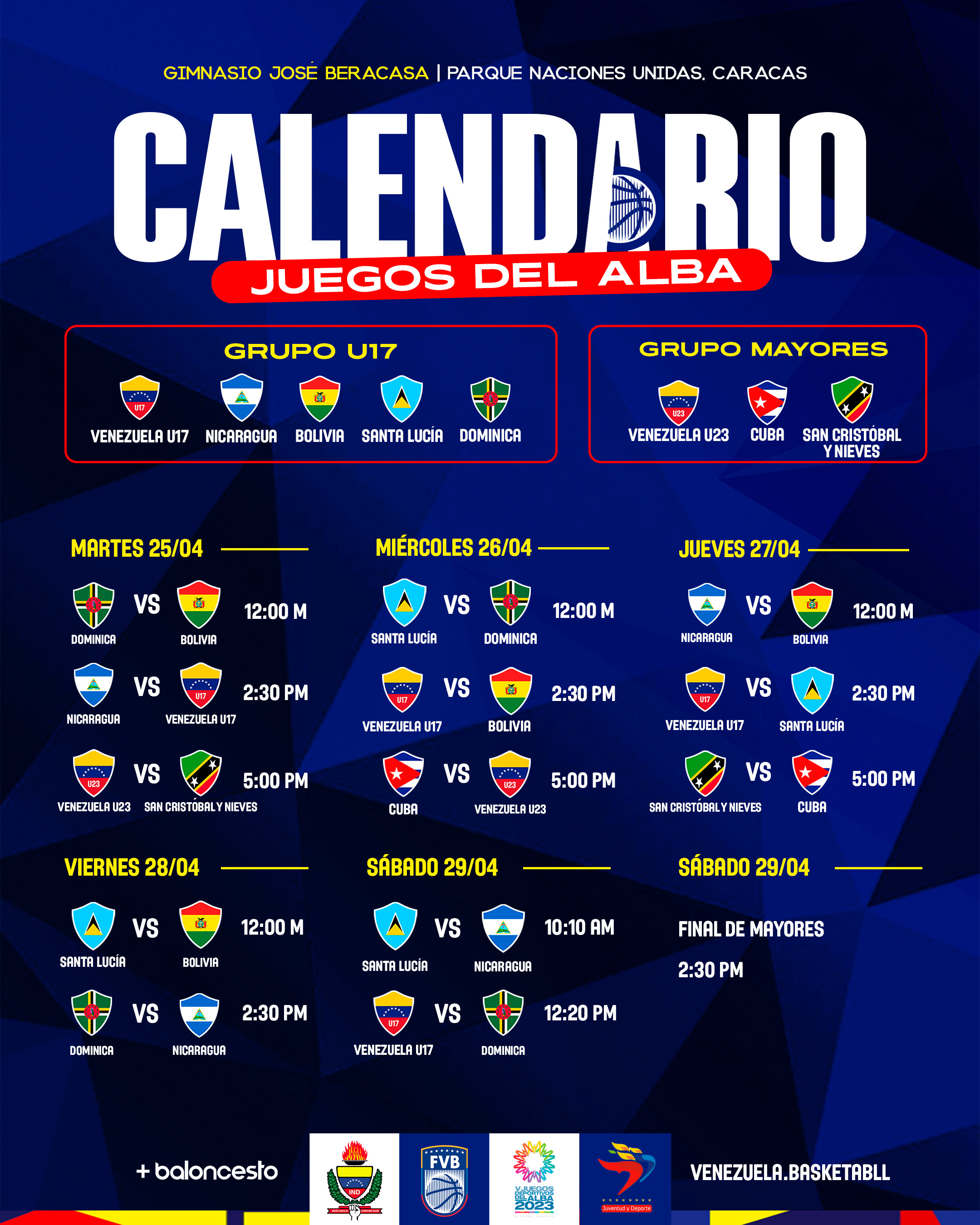 Juegos del Alba 2023: actualización de grupos y calendario